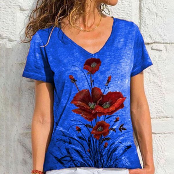 women's t-shirt summer v-neck printed women short-sleeved fashion plus size loose casual street vintage pullover tees, White
women's t-shirt summer v-neck printed women short-sleeved fashion plus size loose casual street vintage pullover tees, White