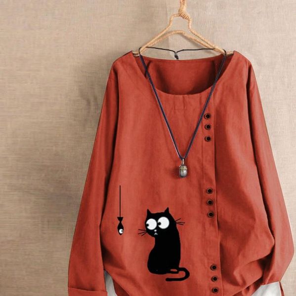 women blouses plus size autumn fashion linen cat print blouse casual loose basic female long sleeve tee shirt blusa, White
women blouses plus size autumn fashion linen cat print blouse casual loose basic female long sleeve tee shirt blusa, White