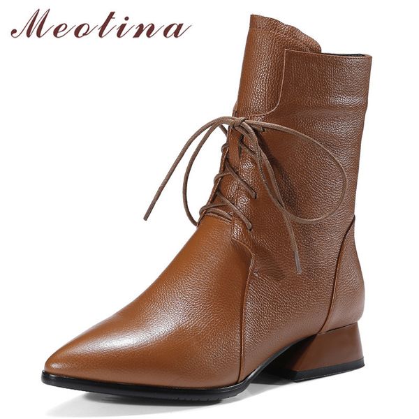 fall ankle boots women natural genuine leather block heels short zipper pointed toe shoes female winter size 34-42 210517, Black
fall ankle boots women natural genuine leather block heels short zipper pointed toe shoes female winter size 34-42 210517, Black