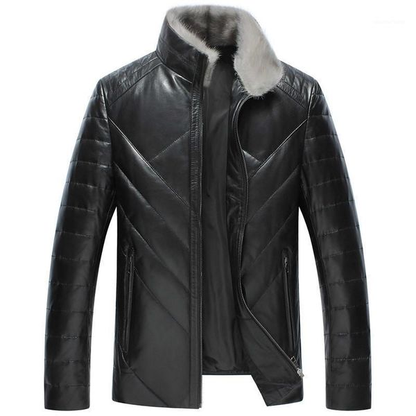 men's leather & faux genuine jacket winter mens collar duck down coats real sheepskin jackets jaqueta couro, Black
men's leather & faux genuine jacket winter mens collar duck down coats real sheepskin jackets jaqueta couro, Black