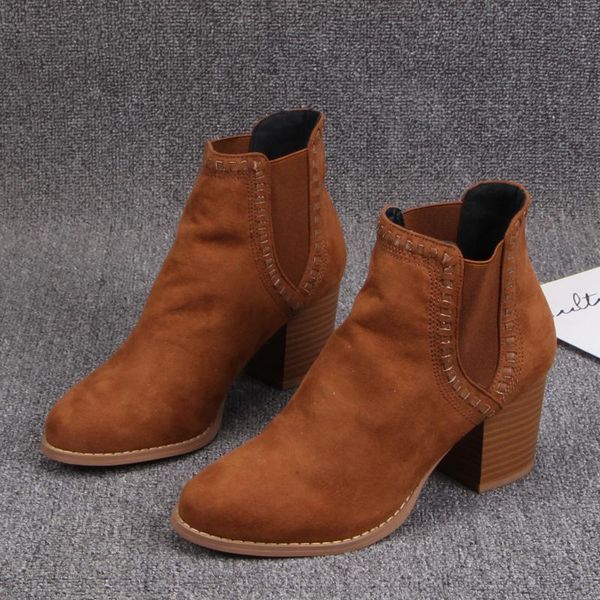boots shoes fashion woman round toe punk rubber ladies ankle high heel rock lace-up rome slip-on solid elastic band basic flock, Black
boots shoes fashion woman round toe punk rubber ladies ankle high heel rock lace-up rome slip-on solid elastic band basic flock, Black