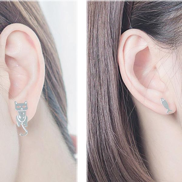 pcs fashion asymmetry silver color stud earrings animal fish cat for women personality jewelry gifts, Golden;silver
pcs fashion asymmetry silver color stud earrings animal fish cat for women personality jewelry gifts, Golden;silver
