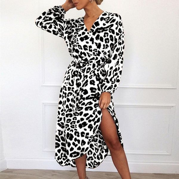 skirts fashion women leopard print long sleeve v-neck sashes split evening cocktail party, Black
skirts fashion women leopard print long sleeve v-neck sashes split evening cocktail party, Black