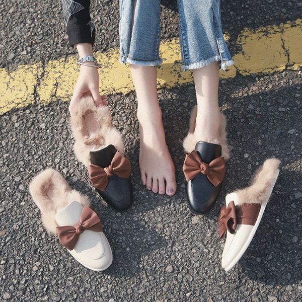 slippers fashion crystal bow fluffy fur women flat mules shoes furry slides plush warm winter outside home 9ry9, Black
slippers fashion crystal bow fluffy fur women flat mules shoes furry slides plush warm winter outside home 9ry9, Black