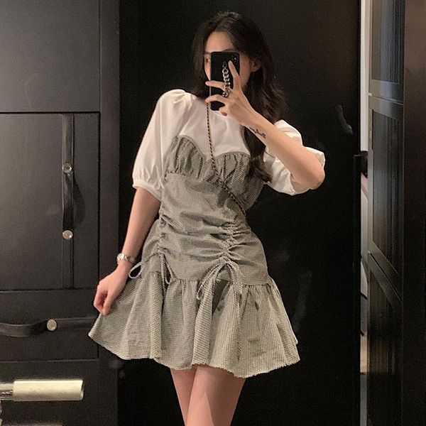 korean fashion puff sleeves dress for women drawstring high waist a-line plaid stitching mini dresses female spring summer 2021 casual, Black;gray
korean fashion puff sleeves dress for women drawstring high waist a-line plaid stitching mini dresses female spring summer 2021 casual, Black;gray