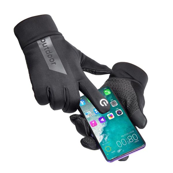 cycling gloves winter touchscreen thermal bicycle windproof waterproof warm lining for training driving running, Black 
cycling gloves winter touchscreen thermal bicycle windproof waterproof warm lining for training driving running, Black
