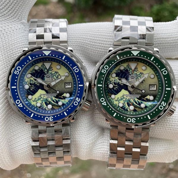 wristwatches steeldive kanagawa sd1975j tuna diver watch 47.5mm steel case green blue ceramic bezel nh35 automatic dive 300m waterproof, Slivery;brown
wristwatches steeldive kanagawa sd1975j tuna diver watch 47.5mm steel case green blue ceramic bezel nh35 automatic dive 300m waterproof, Slivery;brown