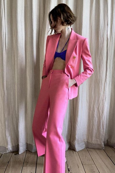 women's two piece pants suit office double-breasted slim-fit lapel casual jacket + trousers 2-piece set, White
women's two piece pants suit office double-breasted slim-fit lapel casual jacket + trousers 2-piece set, White