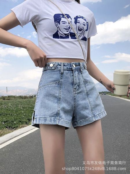 women's shorts net red denim casual high waist slim summer a-line three-point wide leg side zipper letter printed pants, White;black
women's shorts net red denim casual high waist slim summer a-line three-point wide leg side zipper letter printed pants, White;black