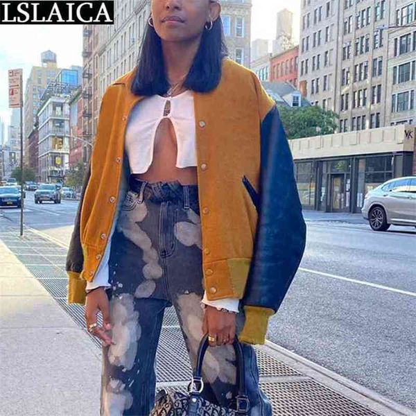 women clothing patchwork long sleeve fashion arrival leather jacket button pocket streetwear casual plus size mujer chaqueta 210515, Black;brown
women clothing patchwork long sleeve fashion arrival leather jacket button pocket streetwear casual plus size mujer chaqueta 210515, Black;brown