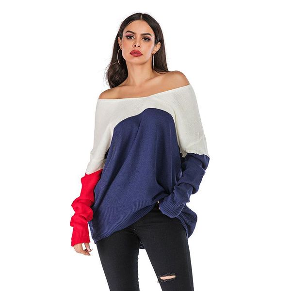 women's sweaters oversized knitting sweater spring autumn ladies slash neck casual loose fashion contrast color pullover, White;black
women's sweaters oversized knitting sweater spring autumn ladies slash neck casual loose fashion contrast color pullover, White;black