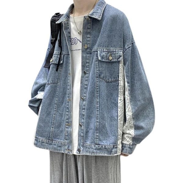 men's jackets cashew flower printed patchwork denim jacket male korean autumn high streetwear clothes spring loose casual man, Black;brown
men's jackets cashew flower printed patchwork denim jacket male korean autumn high streetwear clothes spring loose casual man, Black;brown