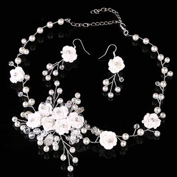 earrings & necklace fashion jewelry set floral earring imitation pearl for women flower wedding sets vl, Silver
earrings & necklace fashion jewelry set floral earring imitation pearl for women flower wedding sets vl, Silver