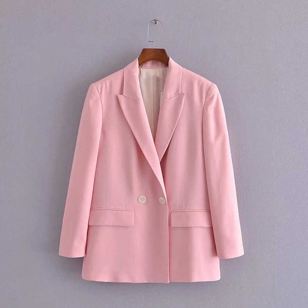 za elegant spring pink double breasted blazer women long sleeve office lady blazers coat woman flap pockets outerwear 210930, White;black
za elegant spring pink double breasted blazer women long sleeve office lady blazers coat woman flap pockets outerwear 210930, White;black