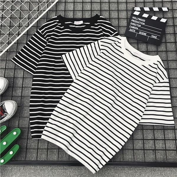 women's t-shirt women summer clothing korean style harajuku striped short sleeve t-shirts woman casual basic wild top, White
women's t-shirt women summer clothing korean style harajuku striped short sleeve t-shirts woman casual basic wild top, White
