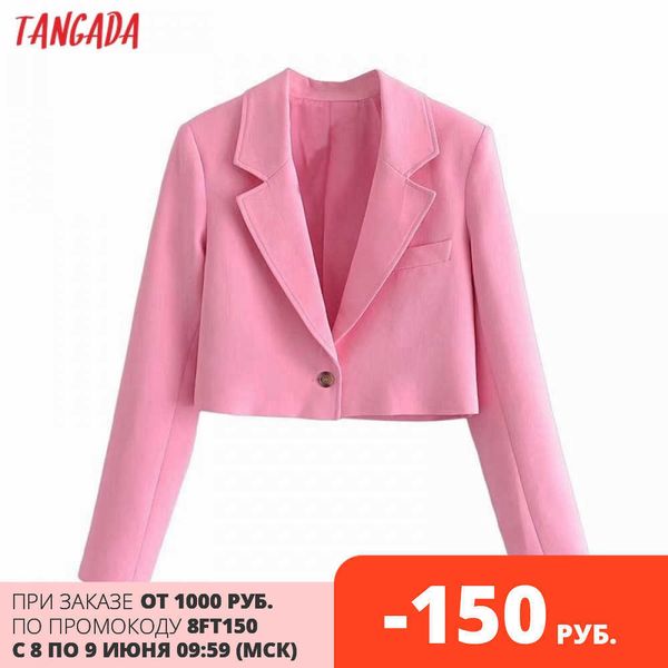 tangada women solid pink crop blazer coat vintage notched collar pocket fashion female casual chic 3h453 210609, White;black
tangada women solid pink crop blazer coat vintage notched collar pocket fashion female casual chic 3h453 210609, White;black