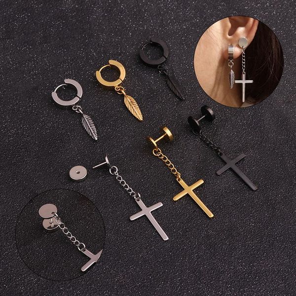 other punk cross feather cartilage helix dangle hoop earring piercing jewellery, Slivery;golden
other punk cross feather cartilage helix dangle hoop earring piercing jewellery, Slivery;golden