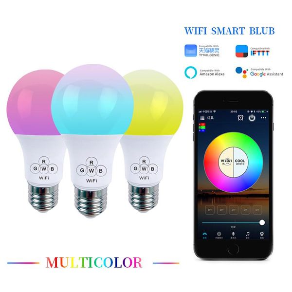 bulbs smart wifi bulb e27 4.5w rgbw change color magic lamp alarm clock lights compatible with alexa and google assistant 
bulbs smart wifi bulb e27 4.5w rgbw change color magic lamp alarm clock lights compatible with alexa and google assistant
