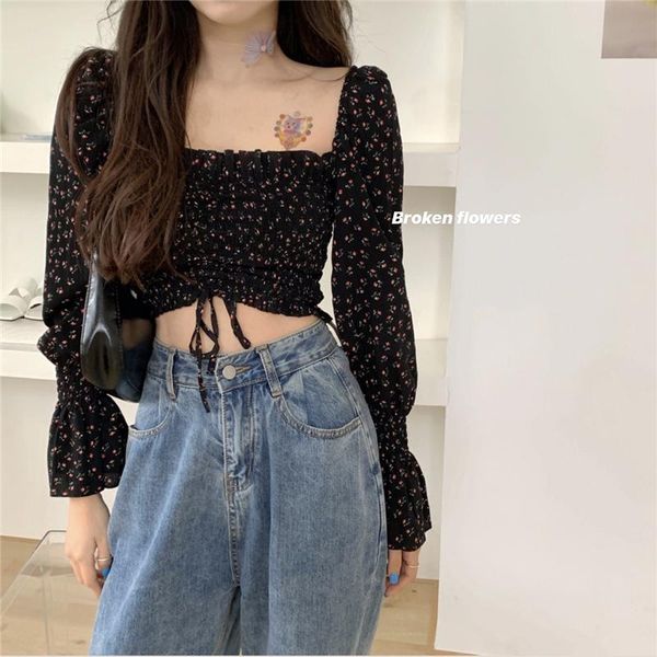 women's blouses & shirts black shirt female summer off shoulder square collar floral blouse spring fall 2021 casaul fashion, White
women's blouses & shirts black shirt female summer off shoulder square collar floral blouse spring fall 2021 casaul fashion, White