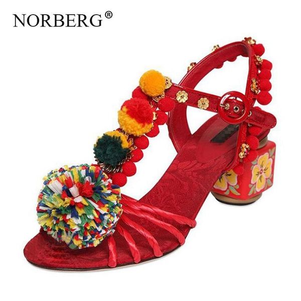 bohemian national wind woman sandals high-heeled hair ball rhinestone painted flowers thick with wedding shoes, Black
bohemian national wind woman sandals high-heeled hair ball rhinestone painted flowers thick with wedding shoes, Black