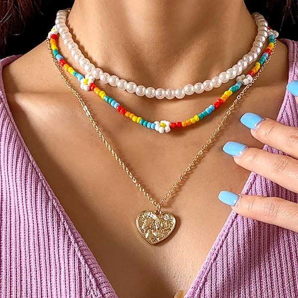 pendant necklaces creative national style women's necklace multilayer geometric heart pastoral relief fashion jewelry, Silver
pendant necklaces creative national style women's necklace multilayer geometric heart pastoral relief fashion jewelry, Silver