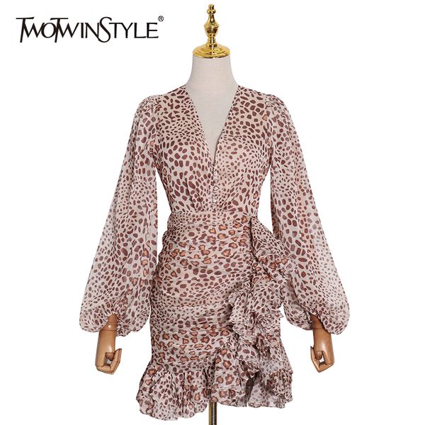 twotwinstyle leopard patchwork ruffle dress for women v neck lantern sleeve high waist mini dresses female fashion new clothing, Black;gray
twotwinstyle leopard patchwork ruffle dress for women v neck lantern sleeve high waist mini dresses female fashion new clothing, Black;gray