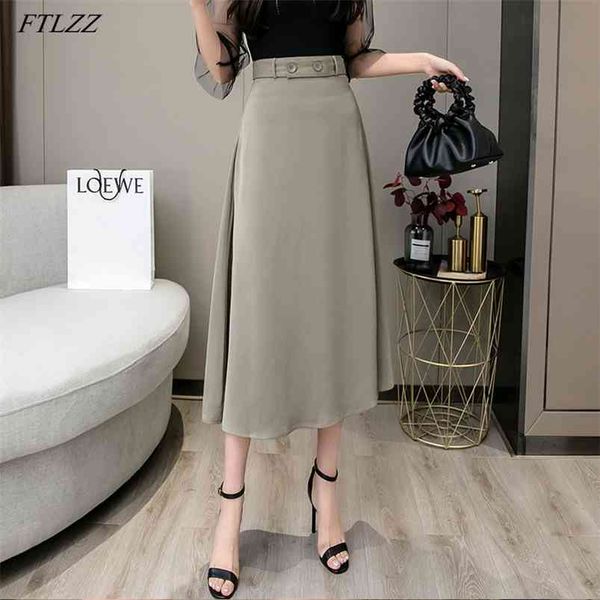 summer office lady high waist black medium skirt with belt casual female solid color a-line loose midi skirts 210430
summer office lady high waist black medium skirt with belt casual female solid color a-line loose midi skirts 210430