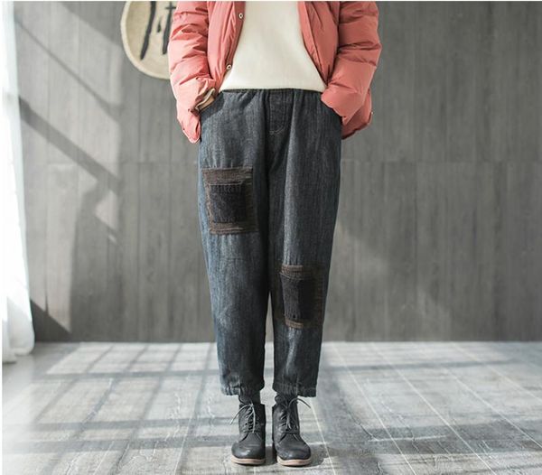 women's jeans winter retro women loose fleece warm denim pants elastic waist pocket casual female blended 2021 trousers, Blue
women's jeans winter retro women loose fleece warm denim pants elastic waist pocket casual female blended 2021 trousers, Blue