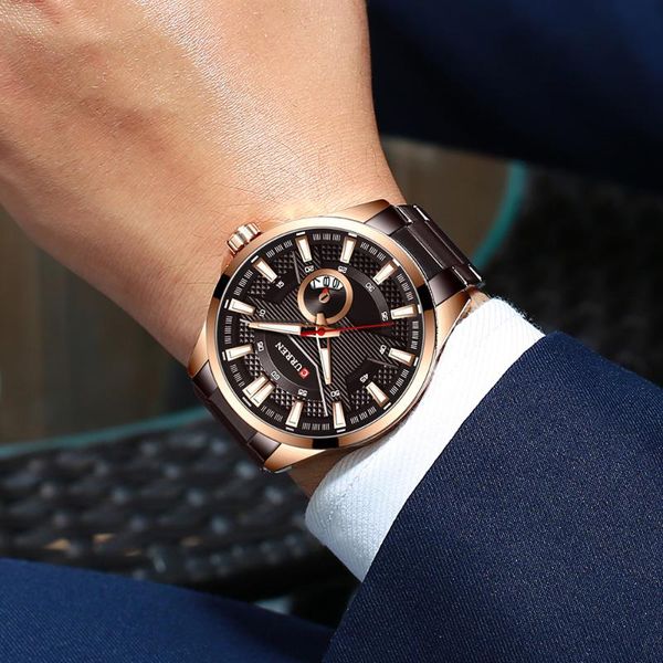 wristwatches 2021 stainless steel quartz men's watches fashion curren wrist watch sports men male clock, Slivery;brown
wristwatches 2021 stainless steel quartz men's watches fashion curren wrist watch sports men male clock, Slivery;brown