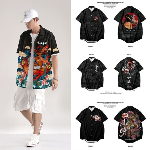 men's shirts 2021 spring and summer shirt loose national fashion printed half sleeve short, White;black
men's shirts 2021 spring and summer shirt loose national fashion printed half sleeve short, White;black