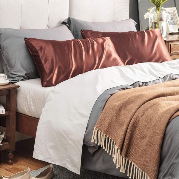 pillow case household washed silk satin pillowcase soft and comfortable for bed throw single covers 2021 fashion 
pillow case household washed silk satin pillowcase soft and comfortable for bed throw single covers 2021 fashion