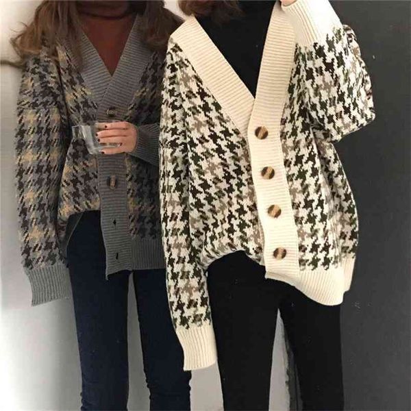cardigan women korean style knit jacket autumn and winter wild mid-length sweater loose thick 210427, White;black
cardigan women korean style knit jacket autumn and winter wild mid-length sweater loose thick 210427, White;black