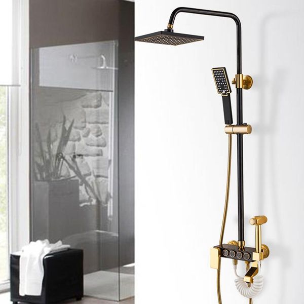black gold shower faucet set space aluminum rainfall bathroom panel mixer faucets with bidet cold water tap sets
black gold shower faucet set space aluminum rainfall bathroom panel mixer faucets with bidet cold water tap sets