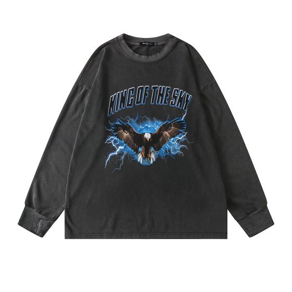 autumn and winter pullover versatile youth collarless old water washing eagle men women's round neck worn out long sleeve, Black
autumn and winter pullover versatile youth collarless old water washing eagle men women's round neck worn out long sleeve, Black