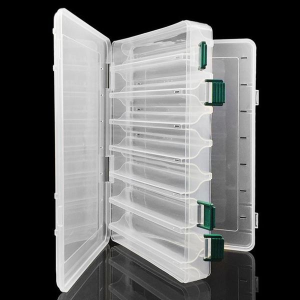 double sided 14 compartments fishing lure box with plastic material transparent color tackle boxes accessories
double sided 14 compartments fishing lure box with plastic material transparent color tackle boxes accessories