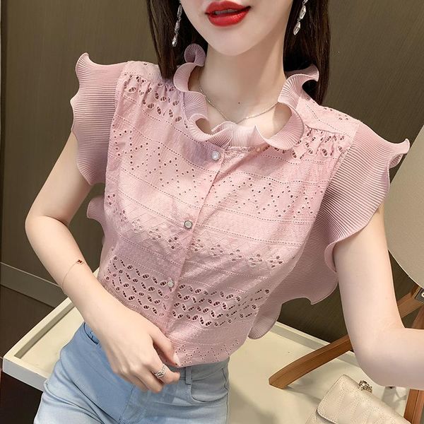 women's blouses & shirts 2021 summer women chiffon shirt fashion casual sleeveless lace elegant slim ruffles blouse, White
women's blouses & shirts 2021 summer women chiffon shirt fashion casual sleeveless lace elegant slim ruffles blouse, White