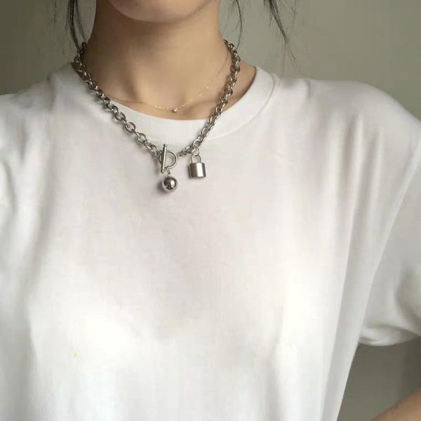 pendant necklaces metal ball straight bar ot necklace women ins tide models dark wind lock titanium steel couples collarbone chain, Silver
pendant necklaces metal ball straight bar ot necklace women ins tide models dark wind lock titanium steel couples collarbone chain, Silver