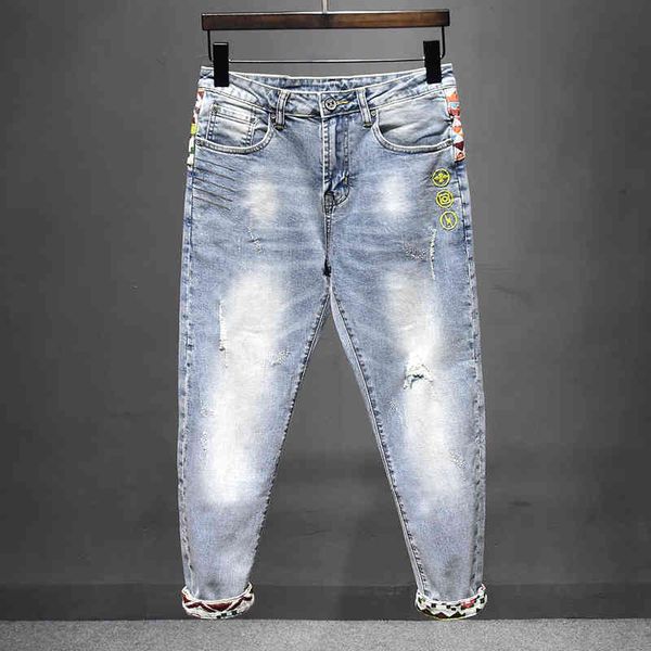 jeans fashion streetwear men jeans retro light blue elastic cotton patchwork embroidery designer punk trousers hip hop ripped pants
jeans fashion streetwear men jeans retro light blue elastic cotton patchwork embroidery designer punk trousers hip hop ripped pants