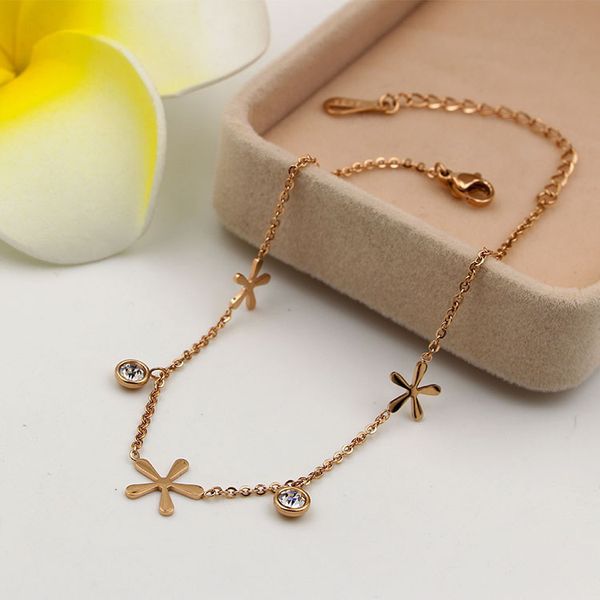 o1-410a double diamond 2 stone support three flower titanium steel plated 18k rose female colored gold jewelry korean anklet, Red;blue
o1-410a double diamond 2 stone support three flower titanium steel plated 18k rose female colored gold jewelry korean anklet, Red;blue