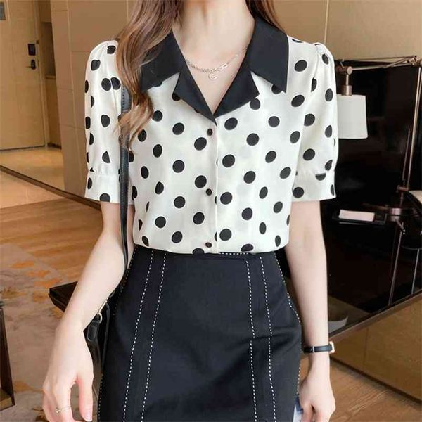 french retro women blouse polka dot shirt summer short sleeve casual elegant print female clothing white shirts 210507
french retro women blouse polka dot shirt summer short sleeve casual elegant print female clothing white shirts 210507