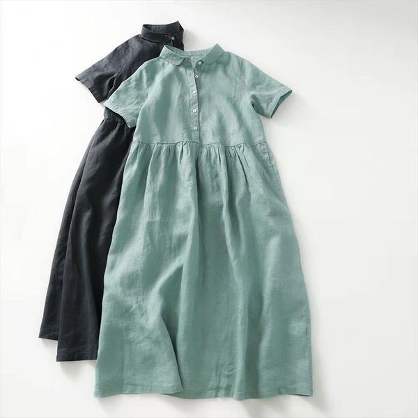natural cotton linen summer elegant women dress turn down collar short sleeve comfortable breathable loose casual, Black;gray
natural cotton linen summer elegant women dress turn down collar short sleeve comfortable breathable loose casual, Black;gray