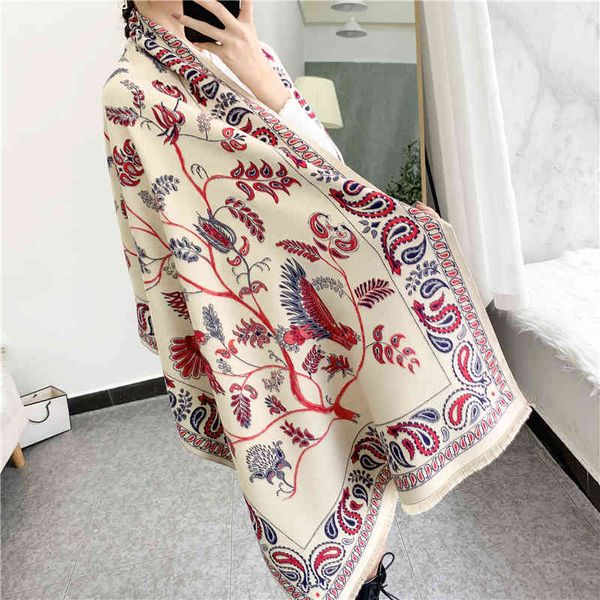 design national style shawl new phoenix cashew flower imitation cashmere scarf female classical decoration thickened bib, Blue;gray
design national style shawl new phoenix cashew flower imitation cashmere scarf female classical decoration thickened bib, Blue;gray