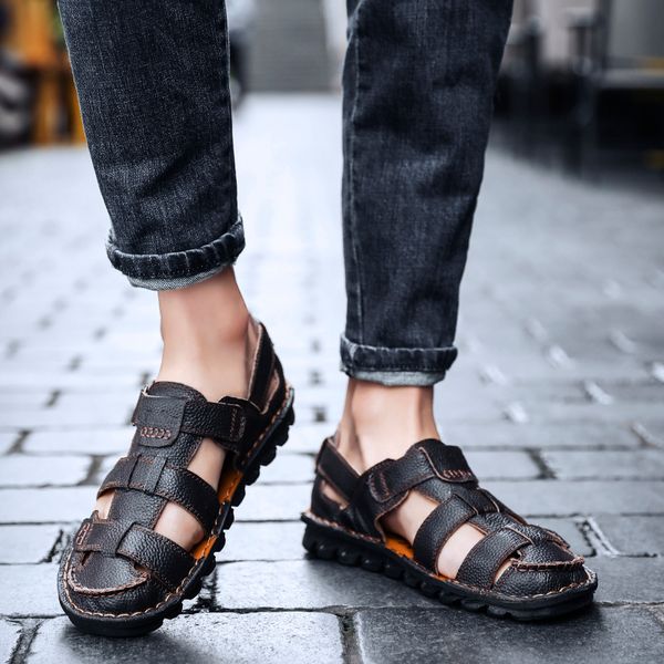 breathable genuine leather sandals classic mens sandals summer soft sandals comfortable big size soft outdoor men roman, Black
breathable genuine leather sandals classic mens sandals summer soft sandals comfortable big size soft outdoor men roman, Black