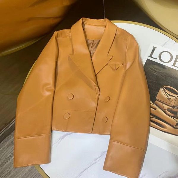 women's leather & faux women coat spring fashion short length casual style import genuine jacket triangular decoration solid color, Black
women's leather & faux women coat spring fashion short length casual style import genuine jacket triangular decoration solid color, Black