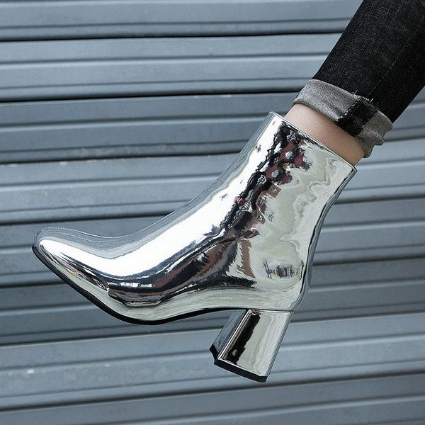 boots glod silver black fashion ankle women patent leather high heel shoes square toe zipper autumn winter short 2021
boots glod silver black fashion ankle women patent leather high heel shoes square toe zipper autumn winter short 2021