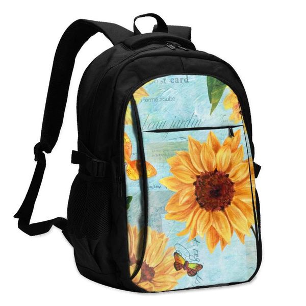 backpack lapschool backpacks watercolor sunflowers and butterflies usb charging business travel bag classic design
backpack lapschool backpacks watercolor sunflowers and butterflies usb charging business travel bag classic design