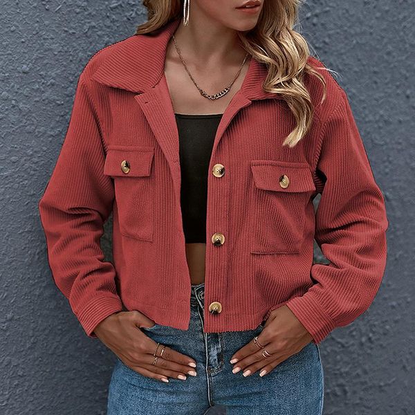 women's jackets fashion casual shirt long sleeve coat with pocket button2021 woman corduroy jacket solid single breasted turn down coll, Black;brown
women's jackets fashion casual shirt long sleeve coat with pocket button2021 woman corduroy jacket solid single breasted turn down coll, Black;brown