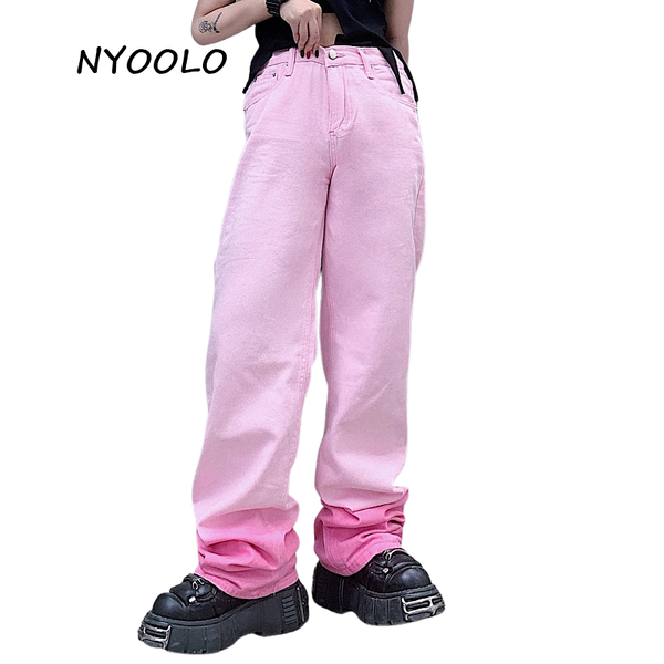 women's jeans nyoolo casual streetwear tie dye gradient pink high waist oversized washed baggy women vintage y2k 90s straight denim pan, Blue
women's jeans nyoolo casual streetwear tie dye gradient pink high waist oversized washed baggy women vintage y2k 90s straight denim pan, Blue
