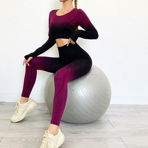 women's two piece pants fall winter women seamless gradient yoga set fitness sports running shirt pant casual tracksuit gym sportswear, White
women's two piece pants fall winter women seamless gradient yoga set fitness sports running shirt pant casual tracksuit gym sportswear, White