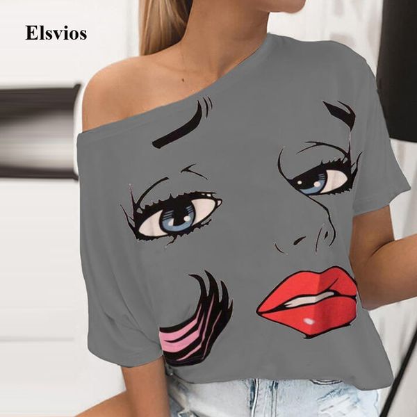 women's blouses & shirts spring abstract face print loose shirt blouse casual women off shouler harajuku summer short sleeve, White
women's blouses & shirts spring abstract face print loose shirt blouse casual women off shouler harajuku summer short sleeve, White